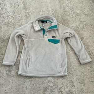 Patagonia Sweaters | Patagonia 1/4 Snap Pullover Fleece White Youth Size Small 8
